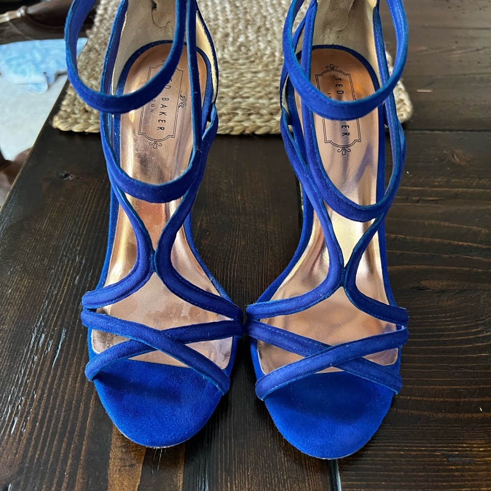 Ted Baker Blue Satin Strappy Heels